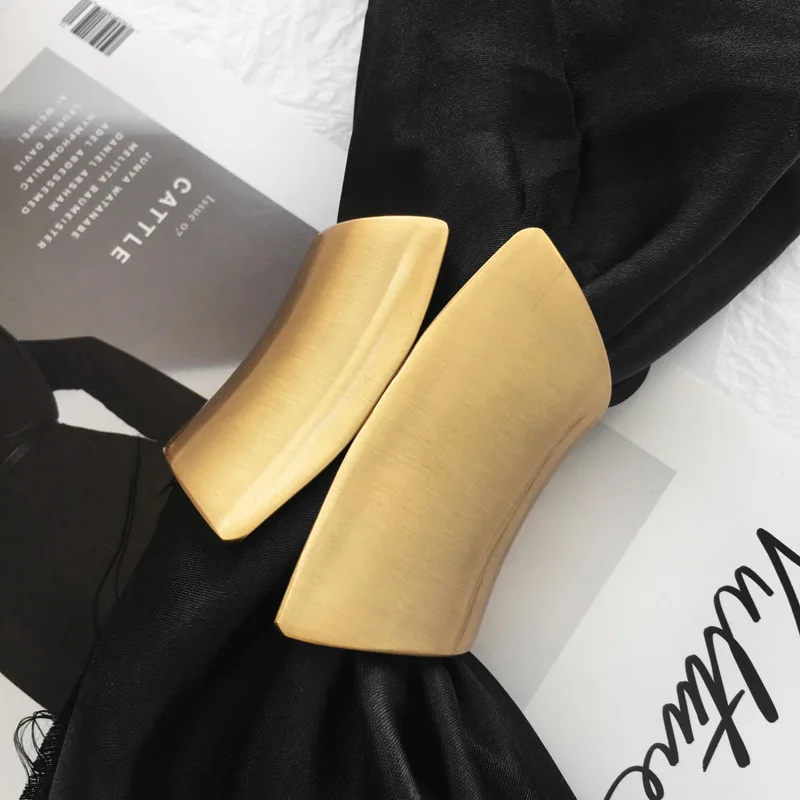 Liffly New Fashion Maxi Metal Bangles Women Trendy Dissymmetry Luxury Bracelet Smooth Wide Opening Adjustable Bangle