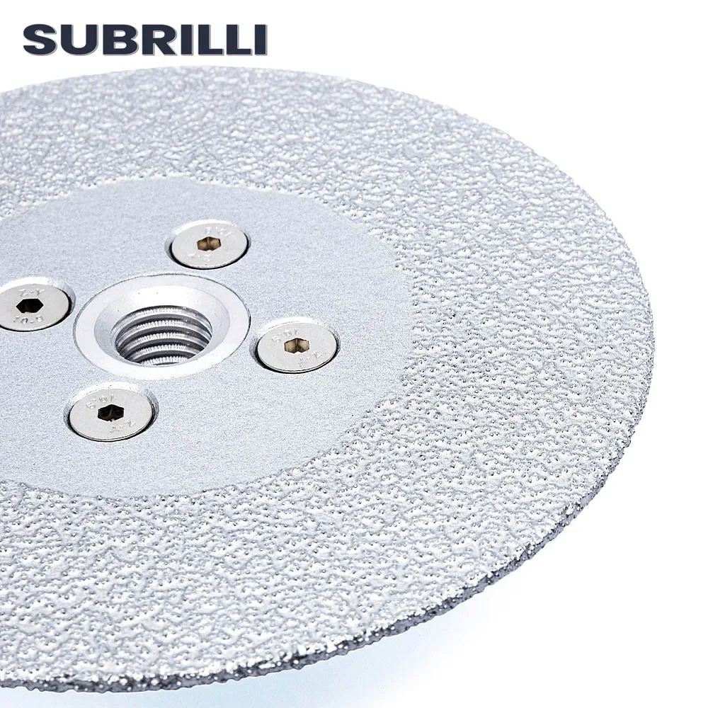 Gerinda Potong Berlian Vacuum Brazed SUBRILLI 125mm 5 inci Dua Sisi Dengan Flens Ulir M14 5/8-11 Serbaguna