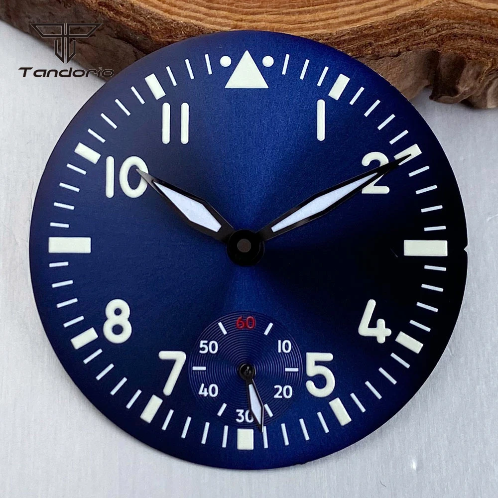 37mm Pilot Watch Dial & Hands Arabic Numerals Luminous Fit ETA6498 ST3621 Hand Winding Movt Aviator Wristwatch Face Mod Parts