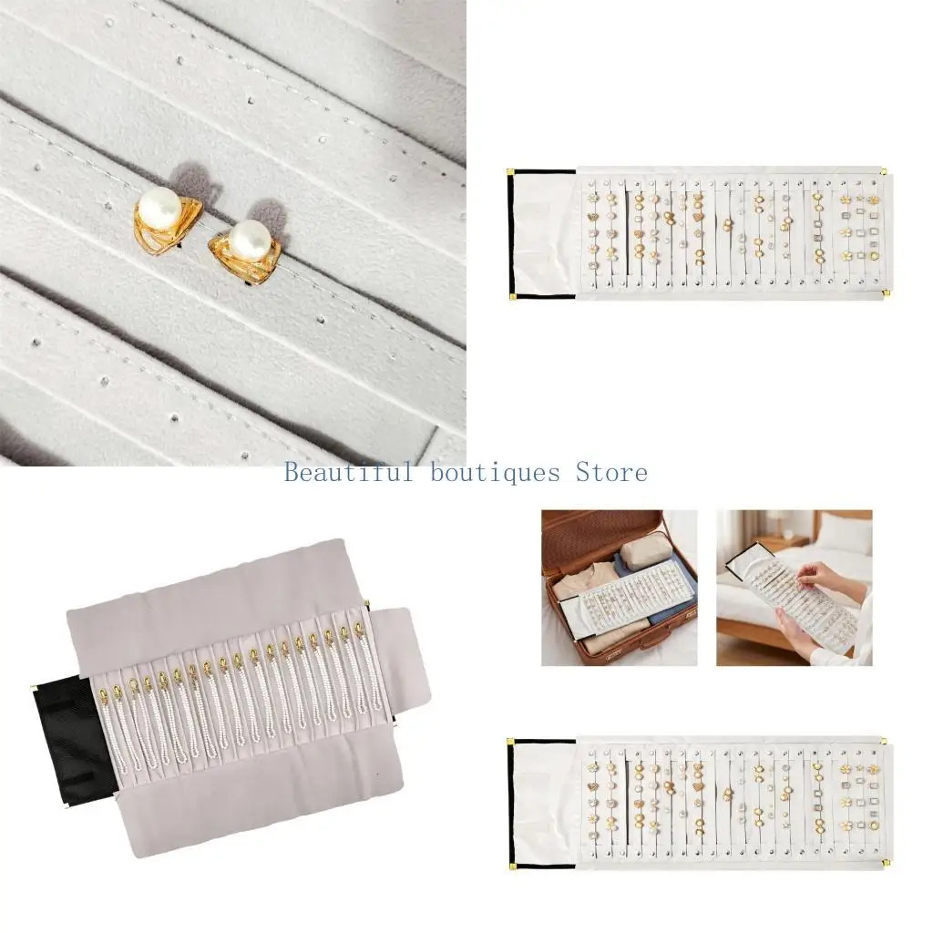 U4LF Elegant Jewelry Roll Bag Featuring Secure Sections Perfect For Trips And Home Use