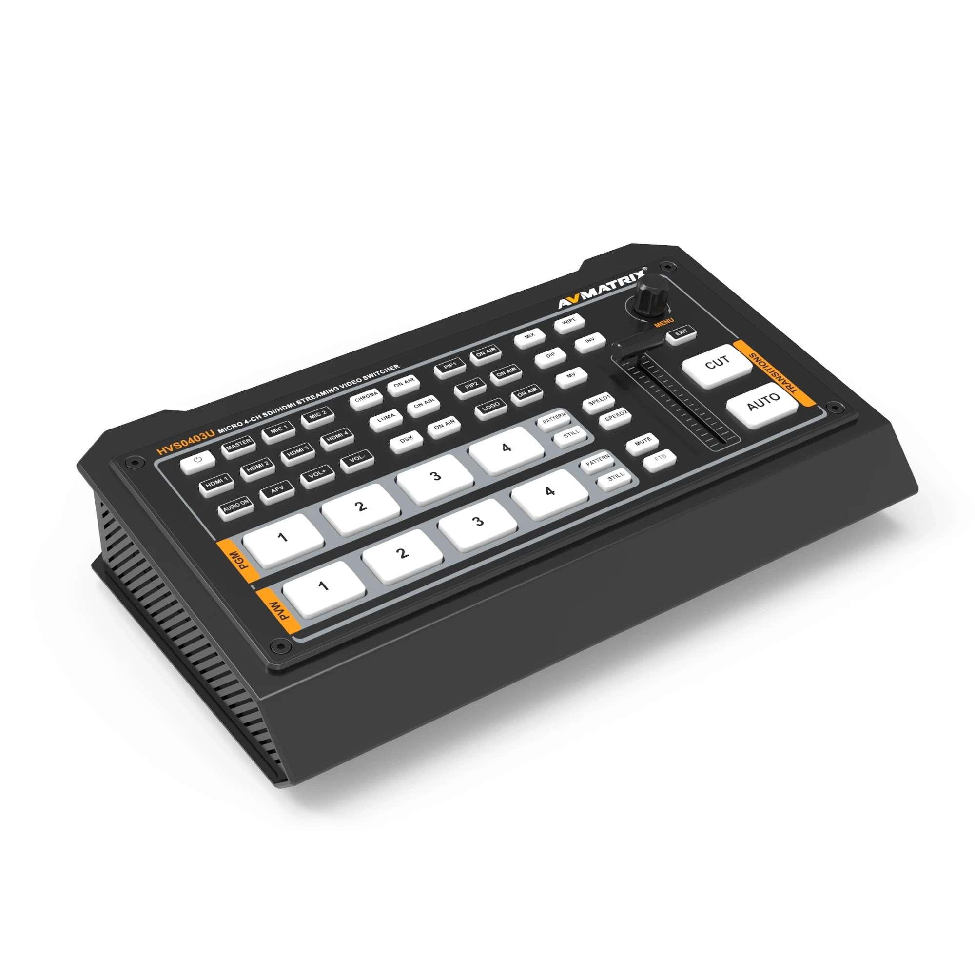 Avmatrix HVS0403U Micro 4 Channel SDI  Audio Video Switcher T-bar Miltiview USB Capture LAN Port for Streaming PC Software