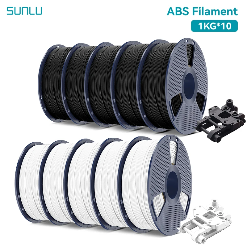 Filamento ABS SUNLU 1,75 mm, 10 kg, elevata resistenza, buona tenacità, ABS durevole, bobina da 1 kg, materiali per la stampa 3D, compatibile con la maggior parte delle stampanti FDM.