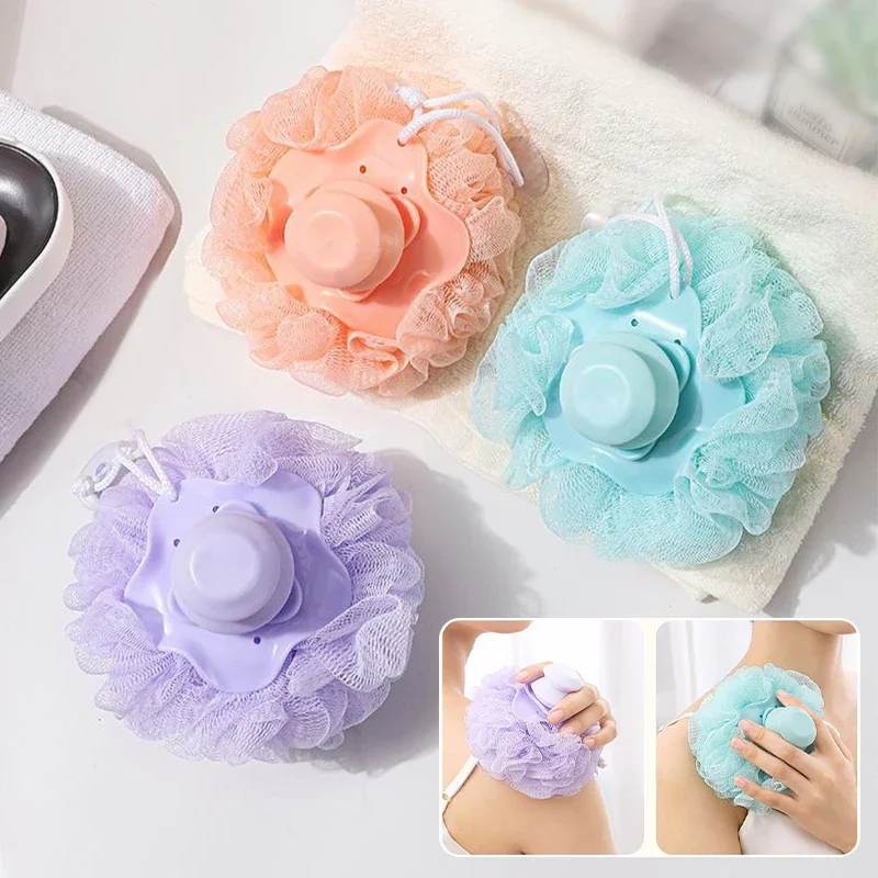 Liquid Can Be Added Round Soft Mesh Handheld Bath Sponge Balls Cleaning Brush Shower Body Exfoliat Scrubbers Bathroom Accessorie