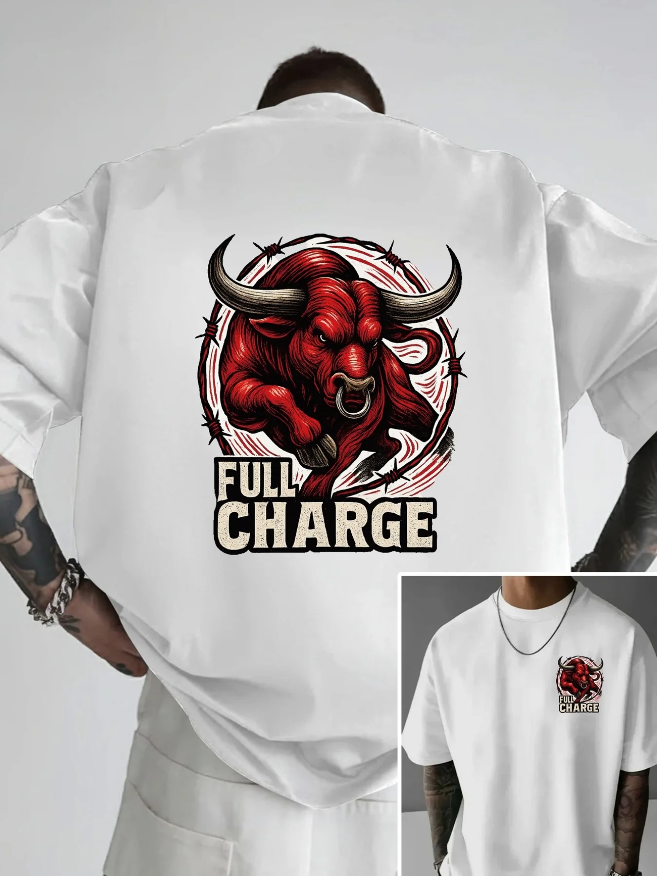 Angry Bull, All-Match Printed Double-Sided Trendy Men'S Fashion T-Shirt, Essential for Home Leisure And Outdoor Fitness