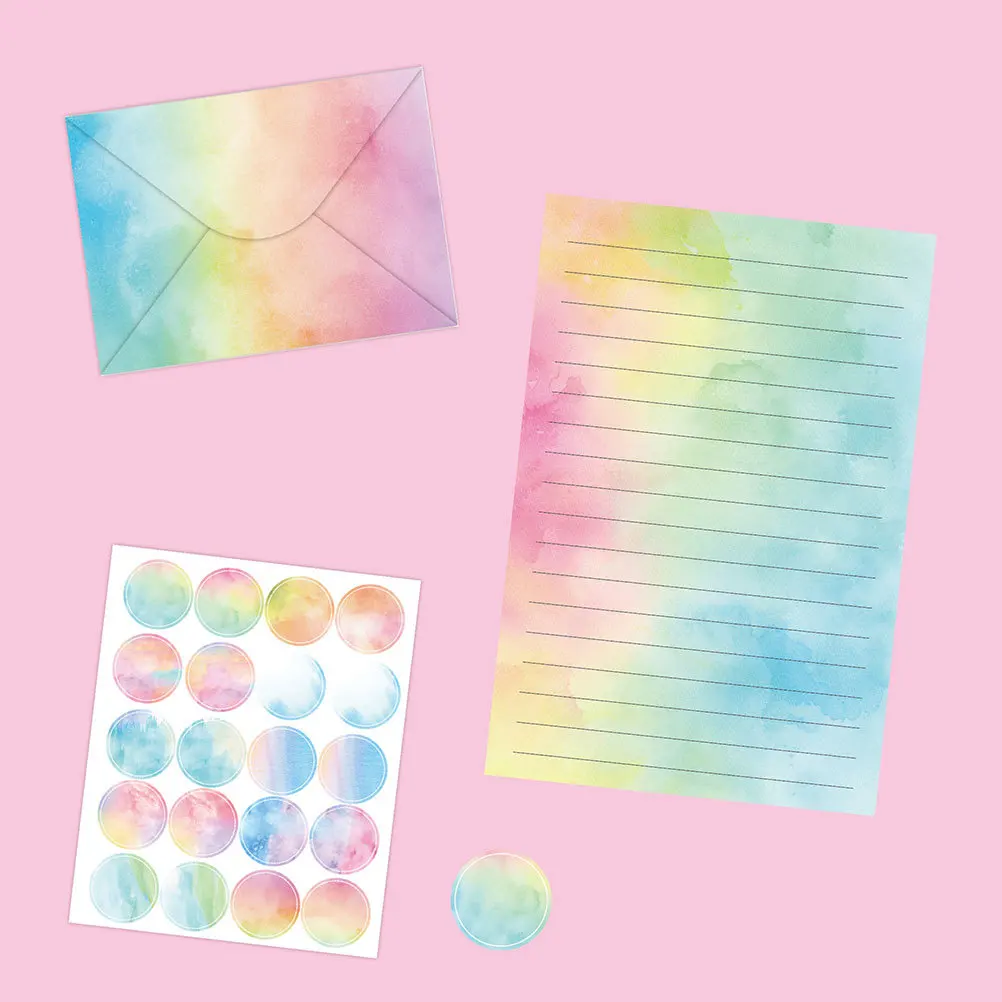 

1 комплект, набор канцелярских бумаги с акварельными буквами, декоративные конверты для свадьбы, Дня святого Валентина, дня рождения, набор канцелярских бумаги