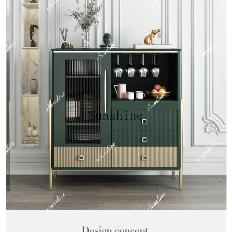 Italian entry glass solid wood wine cabinet high-end living room storage locker  FT