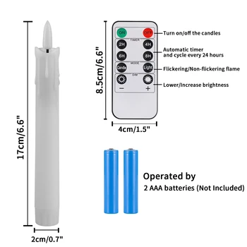 6 Pack Flameless LED Taper Candles Rechargeable Realistic Taper Flickering Electric 3D Wick LED Light Candle with Remote Control and Battery Operated Timer Led Candles for Home Decor Christmas Table 2