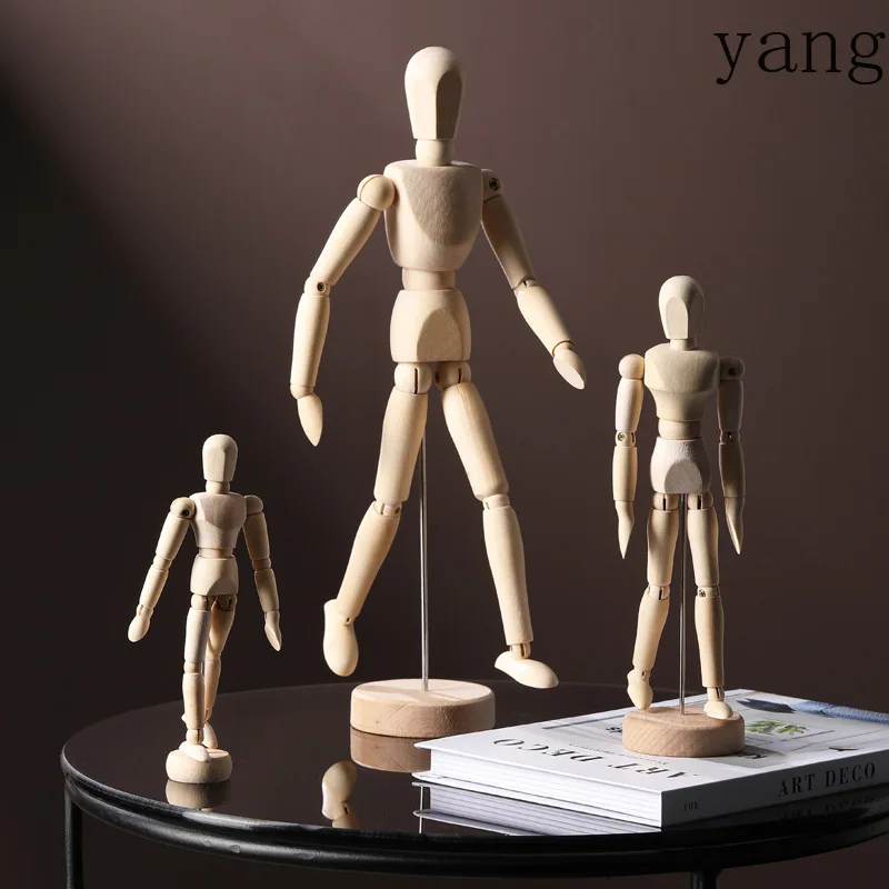 YJQ Modern Simple Wooden Puppet Hand Ornament Crafts Creative Model House Office Home Furnishing