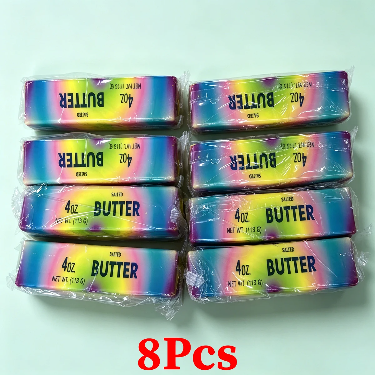 8 Stück/5 Stück/3 Stück/1 Stück Packung mit neuen, ultraweichen, farbenfrohen, realistischen, butterförmigen Slow-Rebound-Spielzeugen, lebensecht und farbenfroh