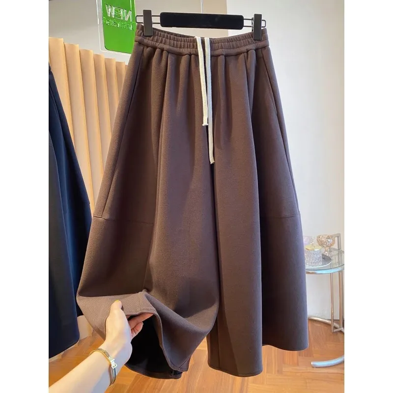 

Широкие брюки в стиле ретро, мужские свободные повседневные расклешенные брюки с девятью точками, осень-зима, большие размеры, удобные мягкие полиэфирные волокна