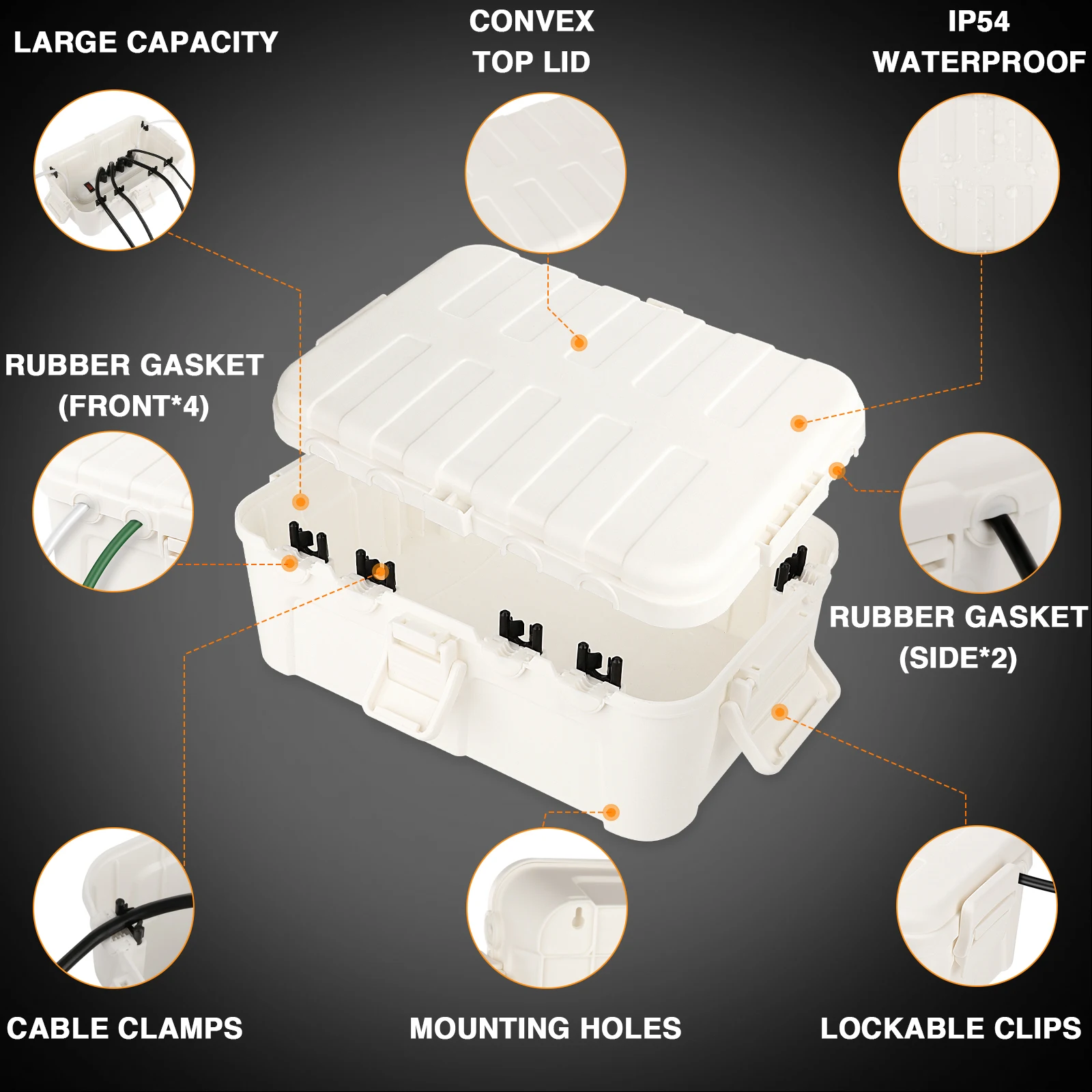 Outdoor Power Supply Waterproof Box Holiday Decoration Electrical Box IP54 Rain Proof Weather Proof For Garden Lights/Timer/Plug
