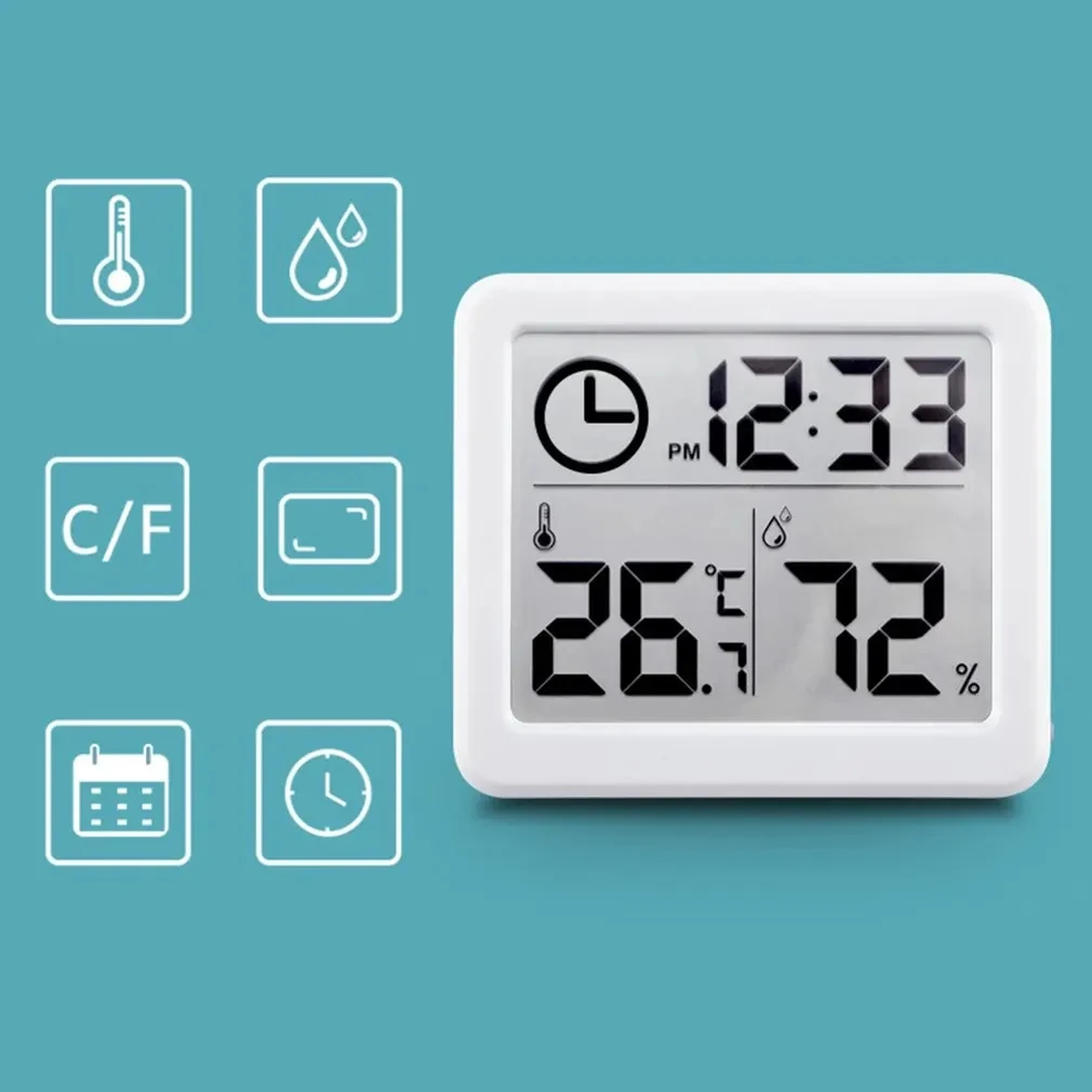 Lcd Digital Termohigrômetro Ultra-fino Simples Casa Inteligente Eletrônico Digital Termômetro Higrômetro Relógio de Parede