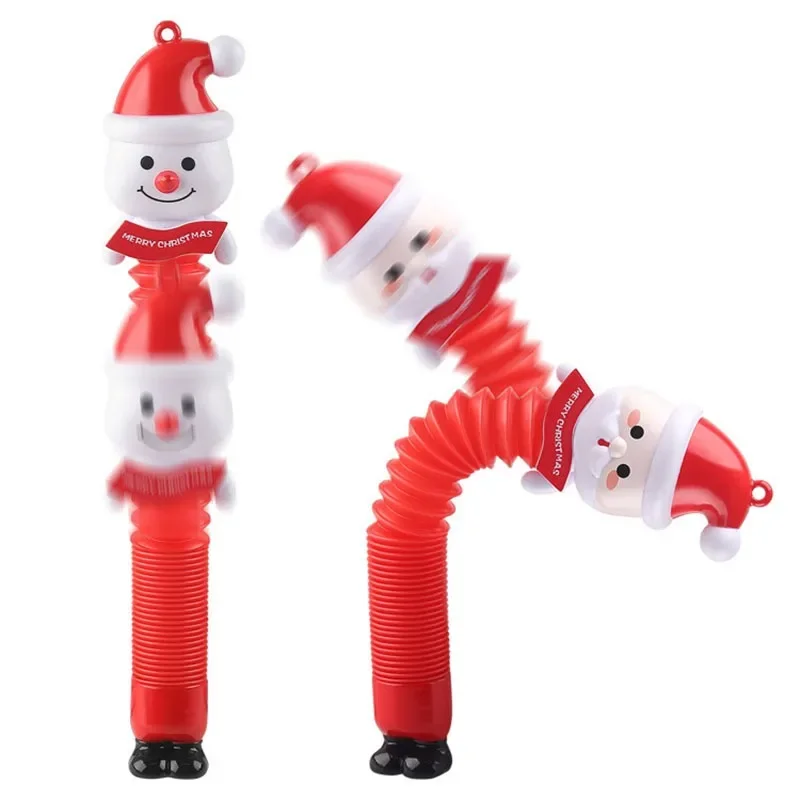 POP Telescopic Tube Pressure Relieving Toys Sound and Light Santa Claus Toy Decompression Artifact Children\'s Holiday Gift