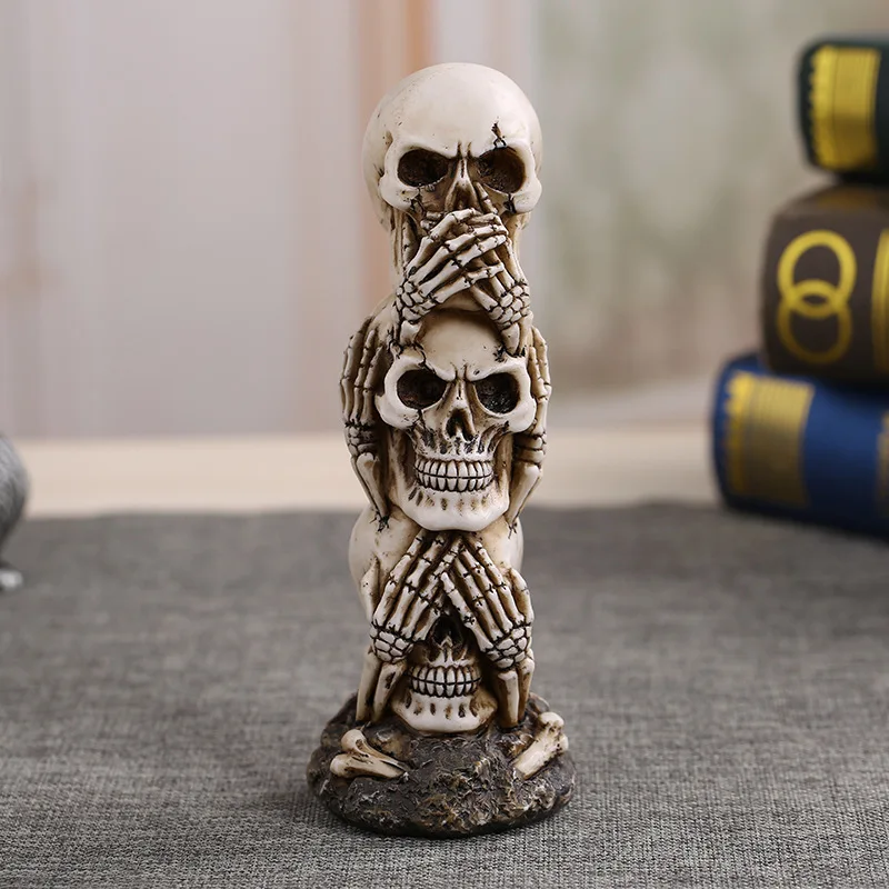 Halloween Decorations Skull Head Crafts Ornaments Personality Overlapping Human Skull Decoration Ornaments