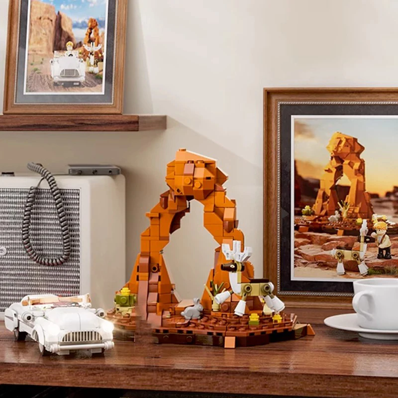 Tenda furgone Viaggio su strada Set di edifici Street View, città con figure Modello di edifici modulari Blocchi Regalo per adulti Bambini 576 pezzi