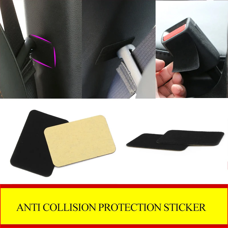Car Anti Noise Lock Clip Protector Safety Belt Buckle Anti-Collision Sticker Black Protective Film Car Accessories