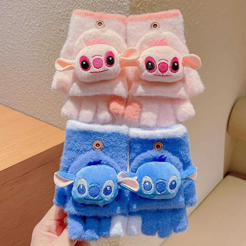 

Stitch Kids's Gloves Winter Keep Warm Cartoon Stretch Knit Mittens Touch Screen Girl Boy Glove kids Birthday Gifts 3-8 Years
