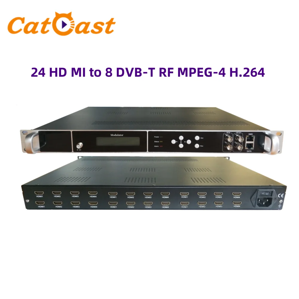 Cable TV 24 Channel dvb-t modulator H.264 HD 8 carriers RF DVB-T Encoder Modulator