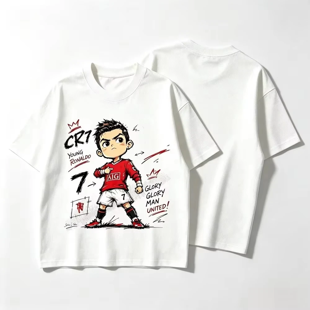 Cute Version Portugal SIU Celebration Cartoon Graphic T-Shirt Fan Commemorative Edition Short Sleeved Summer Adult Kid'S T-Shirt