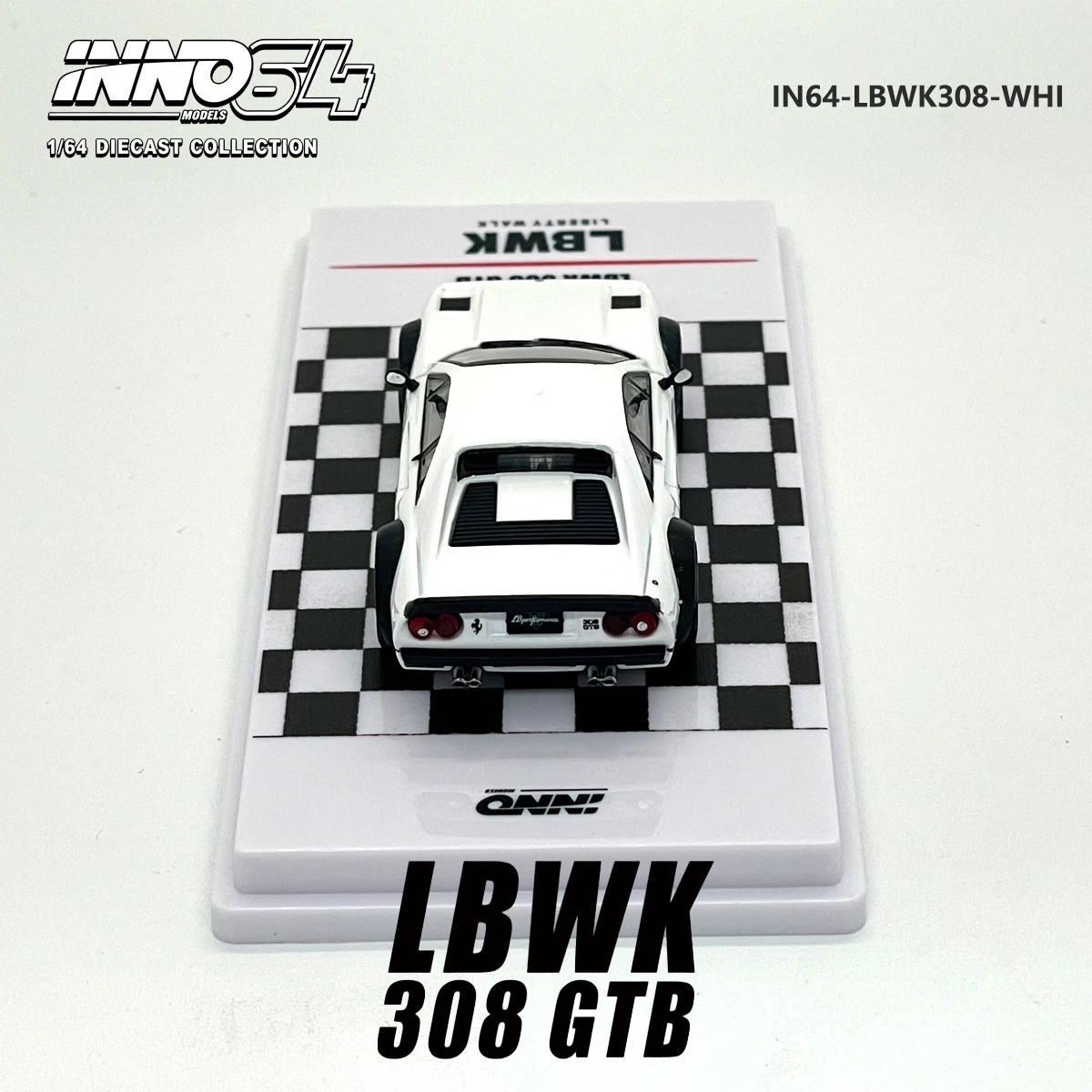 INNO64 1:64 308 GTB LBWK Liberty Walk White IN64-LBWK308-WHI Diecast Model Car with Display Base in Stock Ready To Ship image 5