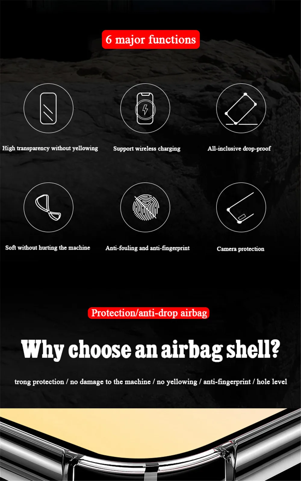 Airbag stoßfeste transparente Hülle für Xiaomi Redmi Note 10 10T 11 Pro 10S 11s 9 9S 8 8T 7 6 5 Pro klare Soft Cover – Detail 2
