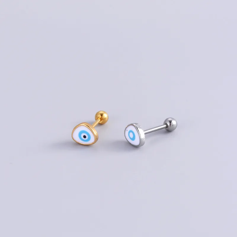 New Design 1PC Zircon Pearl Cartilage Earrings 20G Stainless Steel Flower Eye Rainbow Earring Stud Helix Tragus Piercing Jewelry