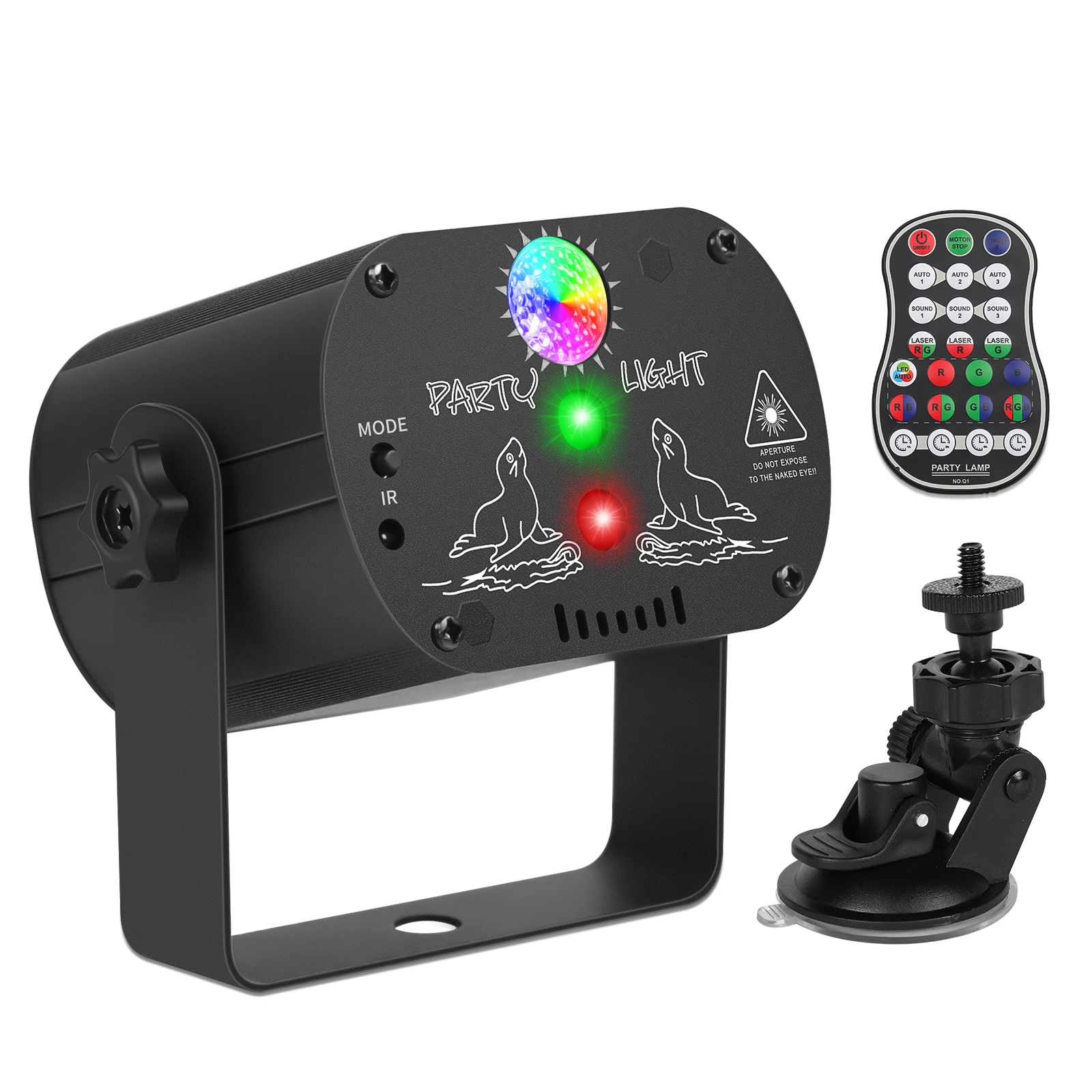 

Yiflamefly DJ Disco Party Light USB Rechargeable Mini RG Laser+RGB LED Stage Light With Suction Cup&Remote Control For KTV Party