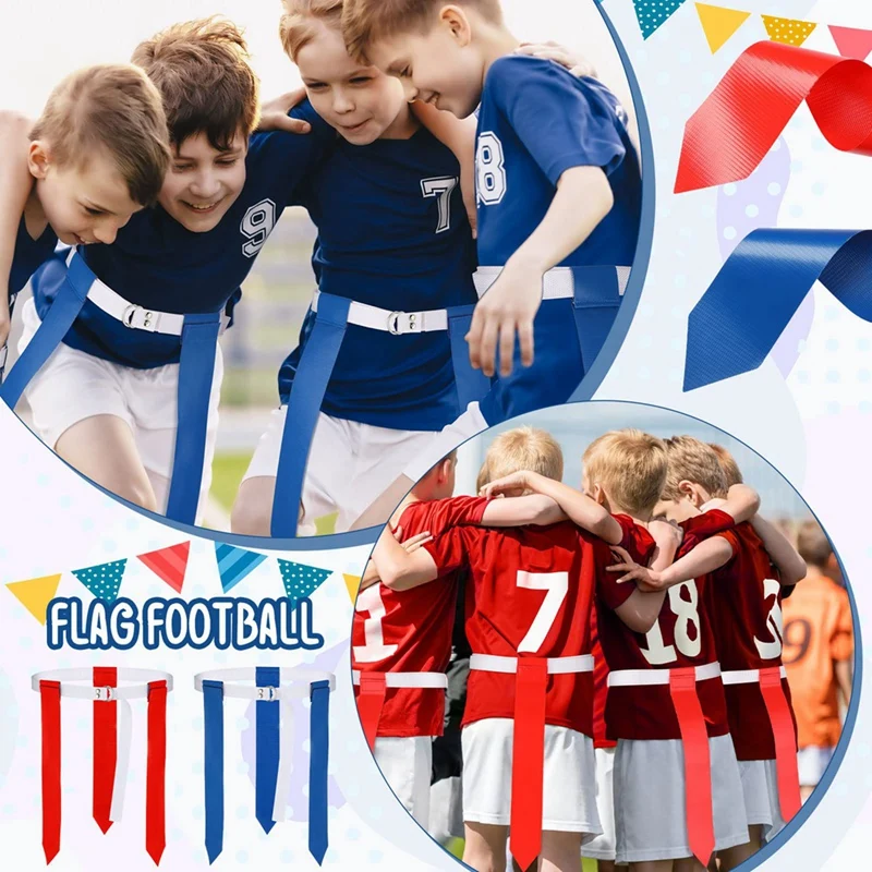 12 Player Adjustable Sliding Flag Football Set, 3 Flags Per Belt, 36 Flags Total for For Kids Adults Players