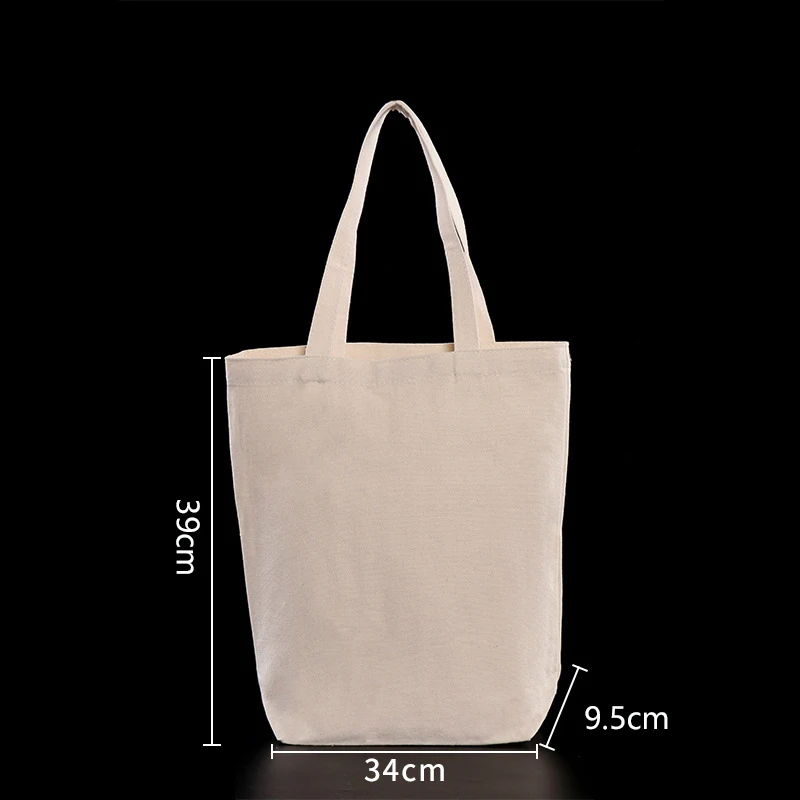 High-Quality eco friendly Solid Women Men Handbags Canvas Tote bags Reusable Cotton grocery Shopping Bag