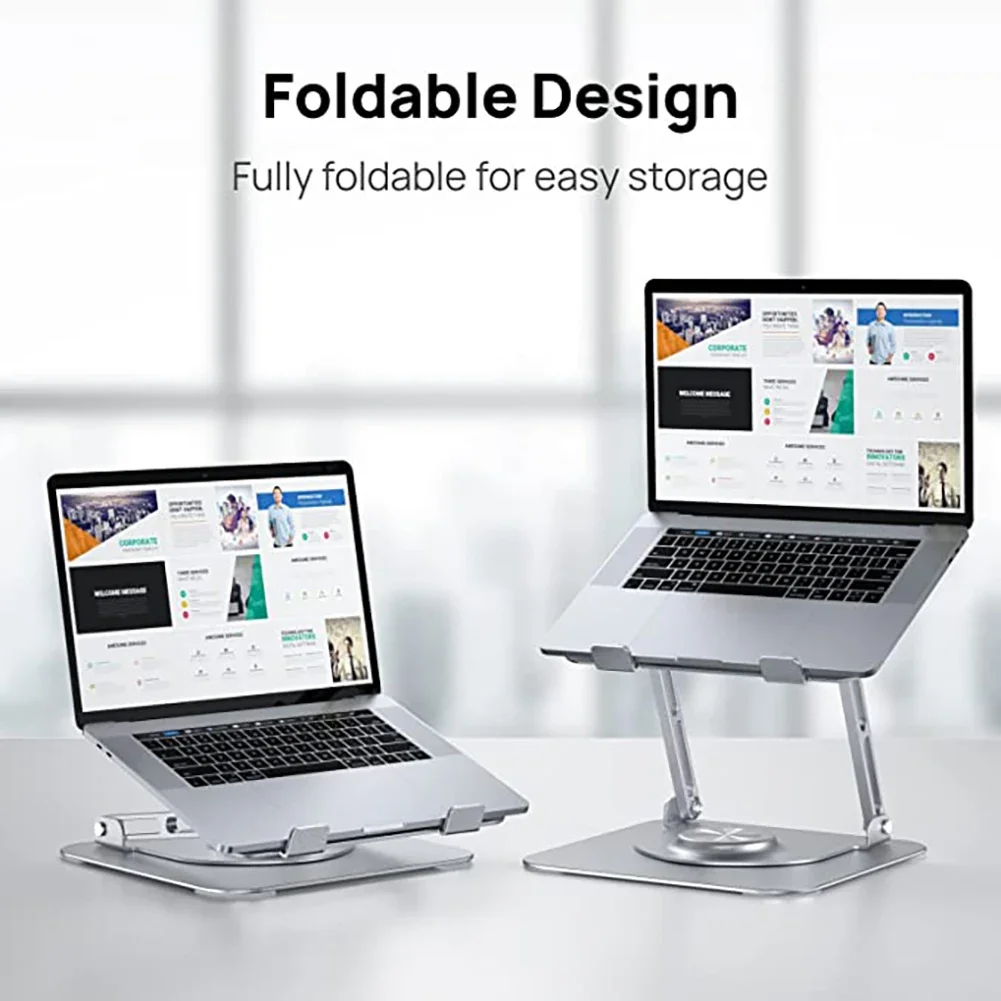 Foldable Notebook Holder 360 Rotating Cooling Bracket Support Portable Liftable Laptop Holder Rack Aluminum Alloy for 10-17 Inch