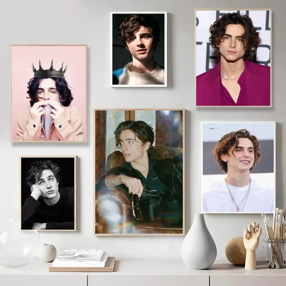 T-Timothee Chalamet Poster Posters Kraft Paper Vintage Poster Wall Art Painting Study Aesthetic Art Small Size Wall Stickers