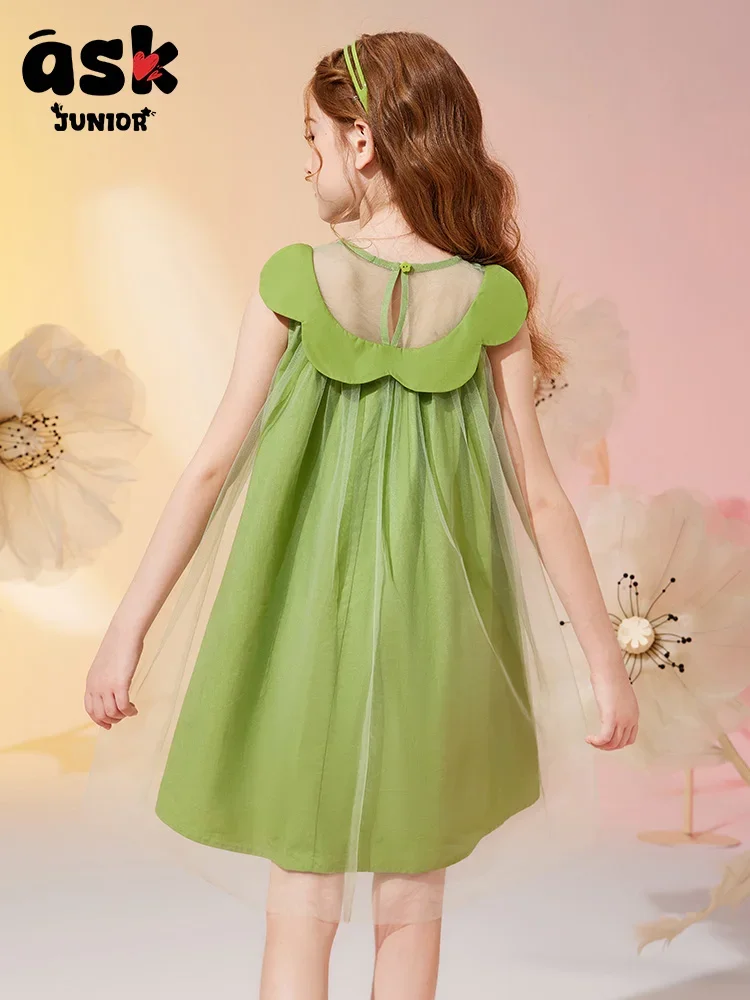 اسأل فستان صيفي بدون أكمام بياقة من الدانتيل للفتيات الصغيرات #2