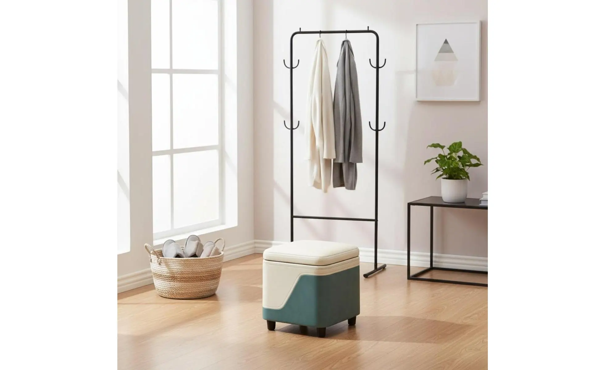 Storage Ottoman Space Saving Small Storage Ottoman Foot Rest Bench Sturdy Home Furniture Easy to Clean for Entryway, Living Room