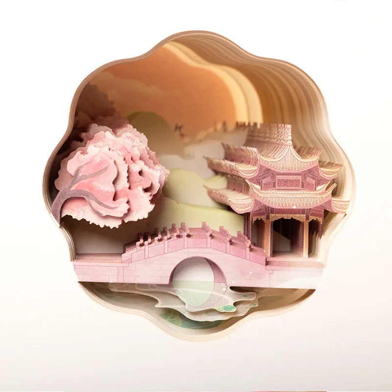 Su Causeway Spring Dawn 3D Ukiran Notebook Akun Tangan Ukiran Kertas Hadiah Kreatif Budaya Stempel Hadiah Perusahaan