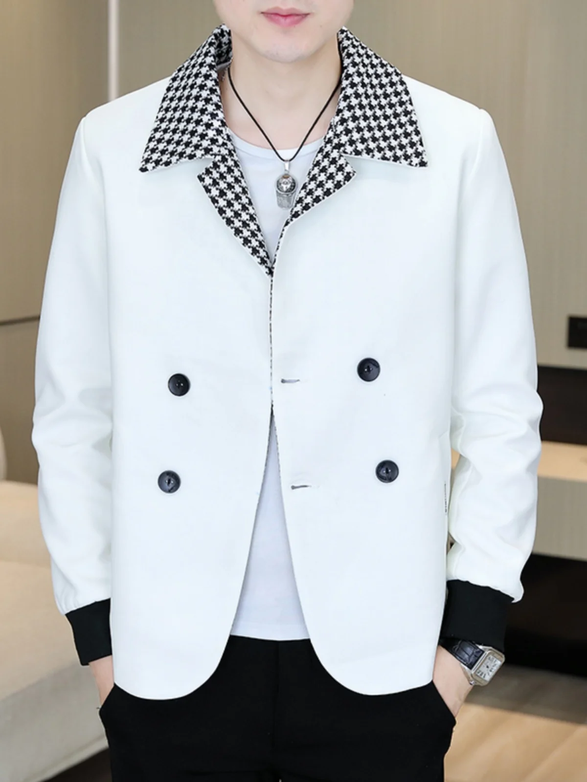 

Модный повседневный мужской костюм-двойка (имитация): свободный крой, осенний тренд, стильный бренд, элегантный образ, полиэстер, длинный рукав