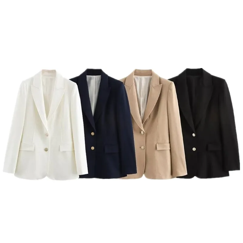 

Spring 2025 Women's Faion Slim Fit Long Sve Notch Lapel Button up Workwear Coat New Arrival Ele Busin Sle