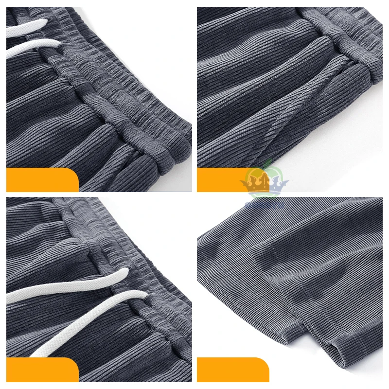 Calças de veludo masculinas de inverno grosso cordão cintura elástica jogging trabalho ins y2k cinza casual coreia bege calças ao ar livre masculino