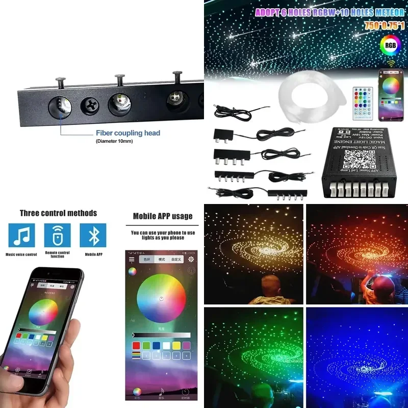 Cleaned Title: APP Control Star Roof Light RGB 64 Colors Meteor Light Guide PMMA Material 12V Optimized Title: APP Control