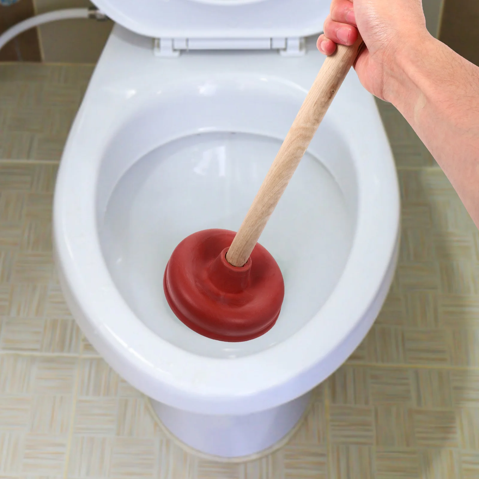 2 Pcs Toilet Dredge Cleanser Closestool Home Suction Cup Stick Mini Sewer Cleaning Accessory Wooden Clogging Solver