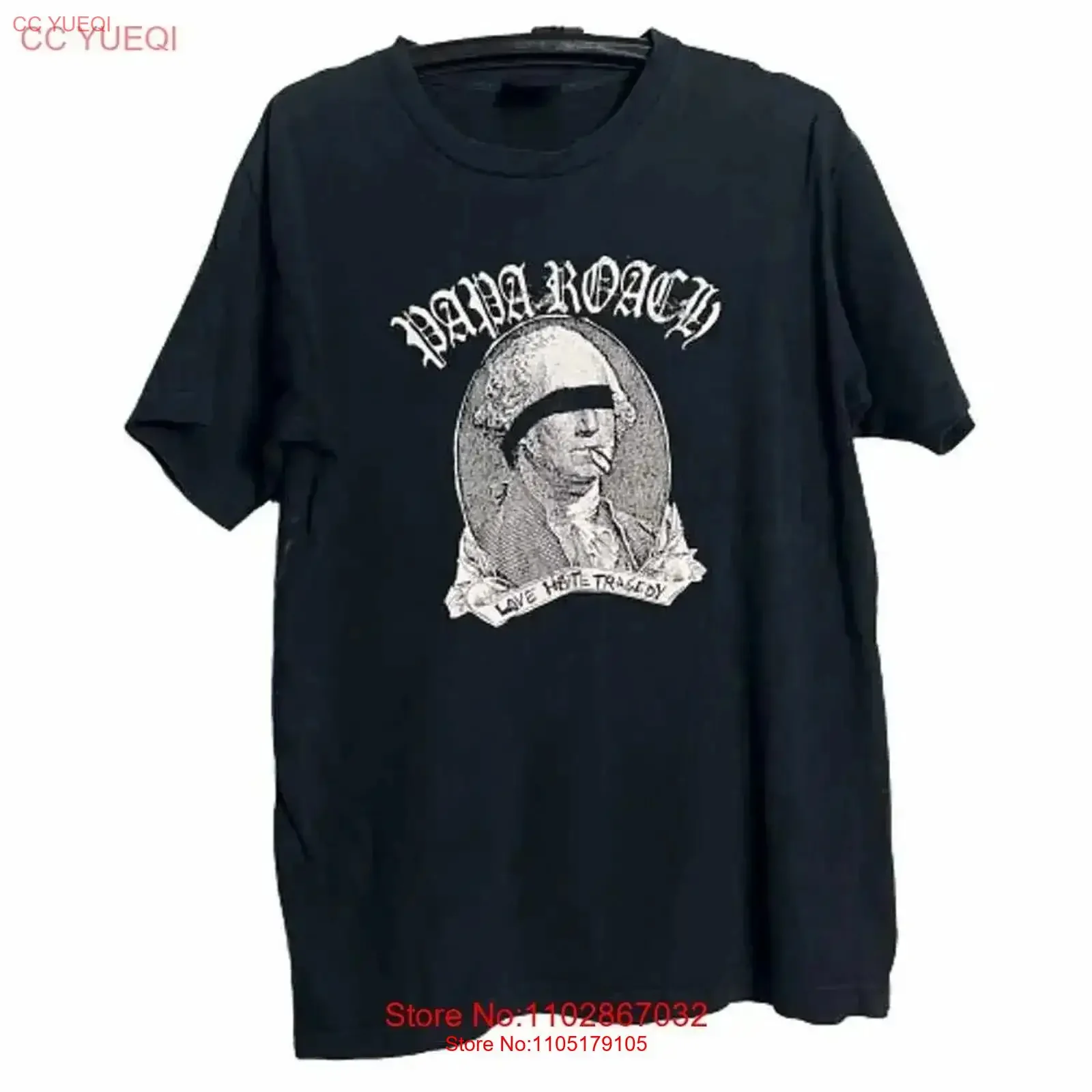 بابا الصرصور الفرقة الحب الكراهية المأساة تي شيرت أسود S 5XL خمر غسلها امتدت أعلى لارتداء اليومي أنيق مريح #1