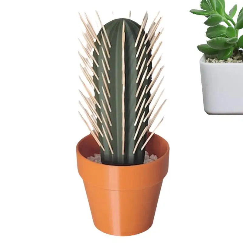 Creative Cactus Toothpick Dispenser House Plant Cacti House Plant Hold 117 Round Tooth Picks Funny Home Table Decoration