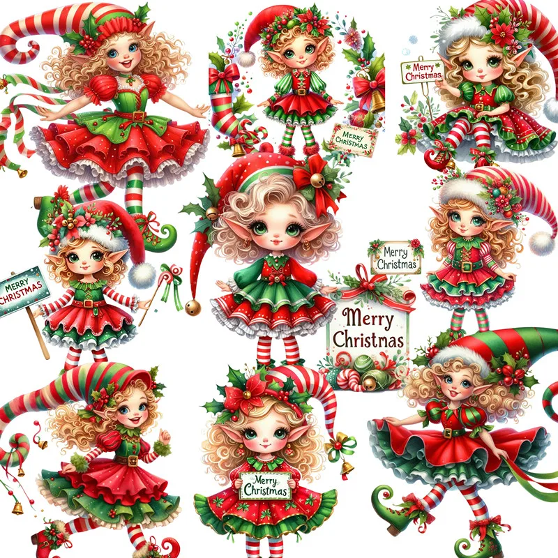 Cute Christmas girl Stickers Crafts And Scrapbooking stickers kids toys book Decorative sticker DIY Stationery