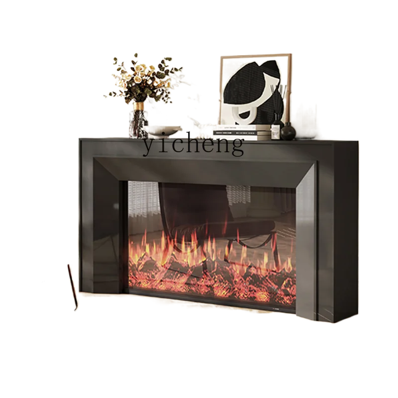 

ZK Fireplace TV Cabinet Cream Style European Decorative Cabinet American Wabi Sansi Wind Electric Fireplace Rack Simulation Fire