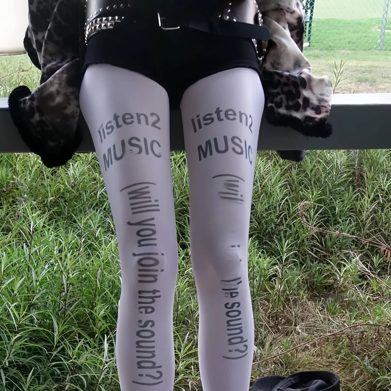 Sexy Y2K Thin Letter Print Stockings Tights with Foot English Style Personality Ins Cross Border Base Layer Pants for Women