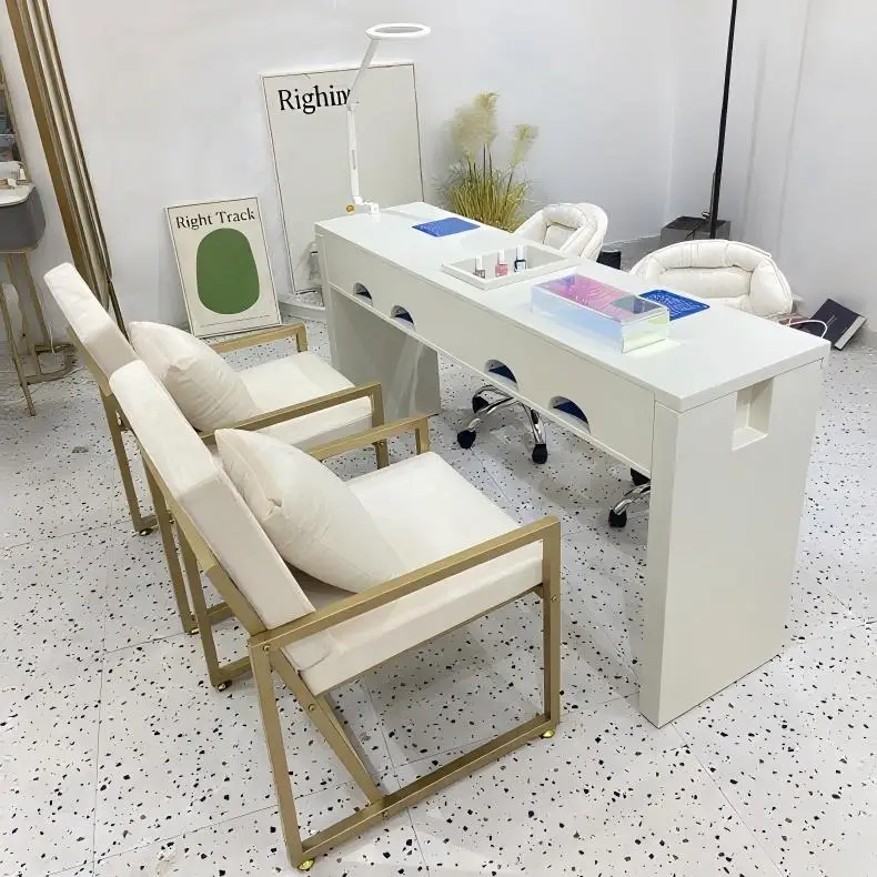 Customized Modern Nail Table Set with Manicure Chair Dust Collector Feature for Nail Beauty Salon