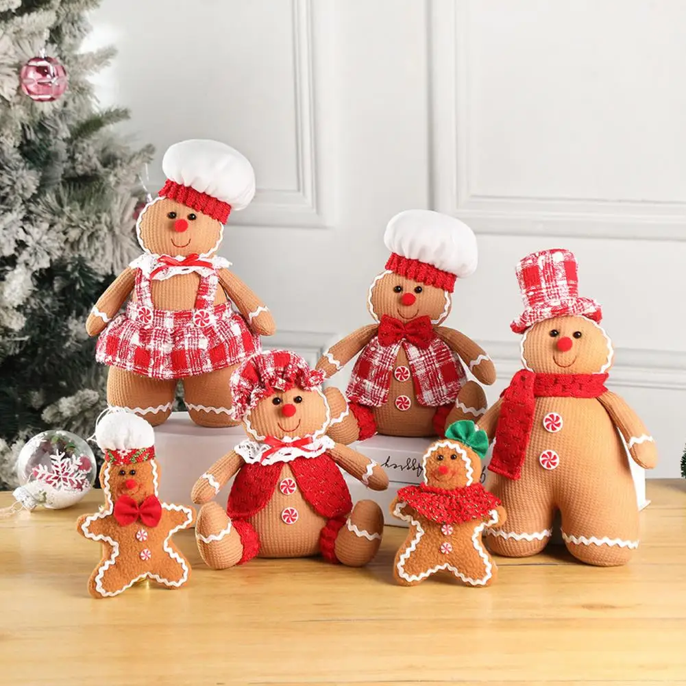 Christmas Doll Gingerbread Man Plush Dolls for Christmas Decor Stuffed Toy for Holiday Party Cute Gingerbread Tree Pillow