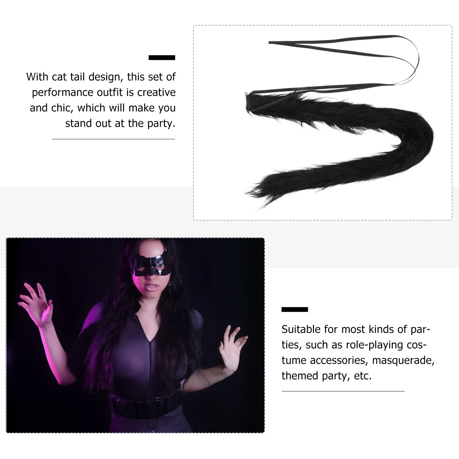 2 قطعة ملحق القط فو هالوين تأثيري فو الذيل زي حفلة للنساء الفتيات فستان بتصميم حالم لعب الأدوار الدعامة