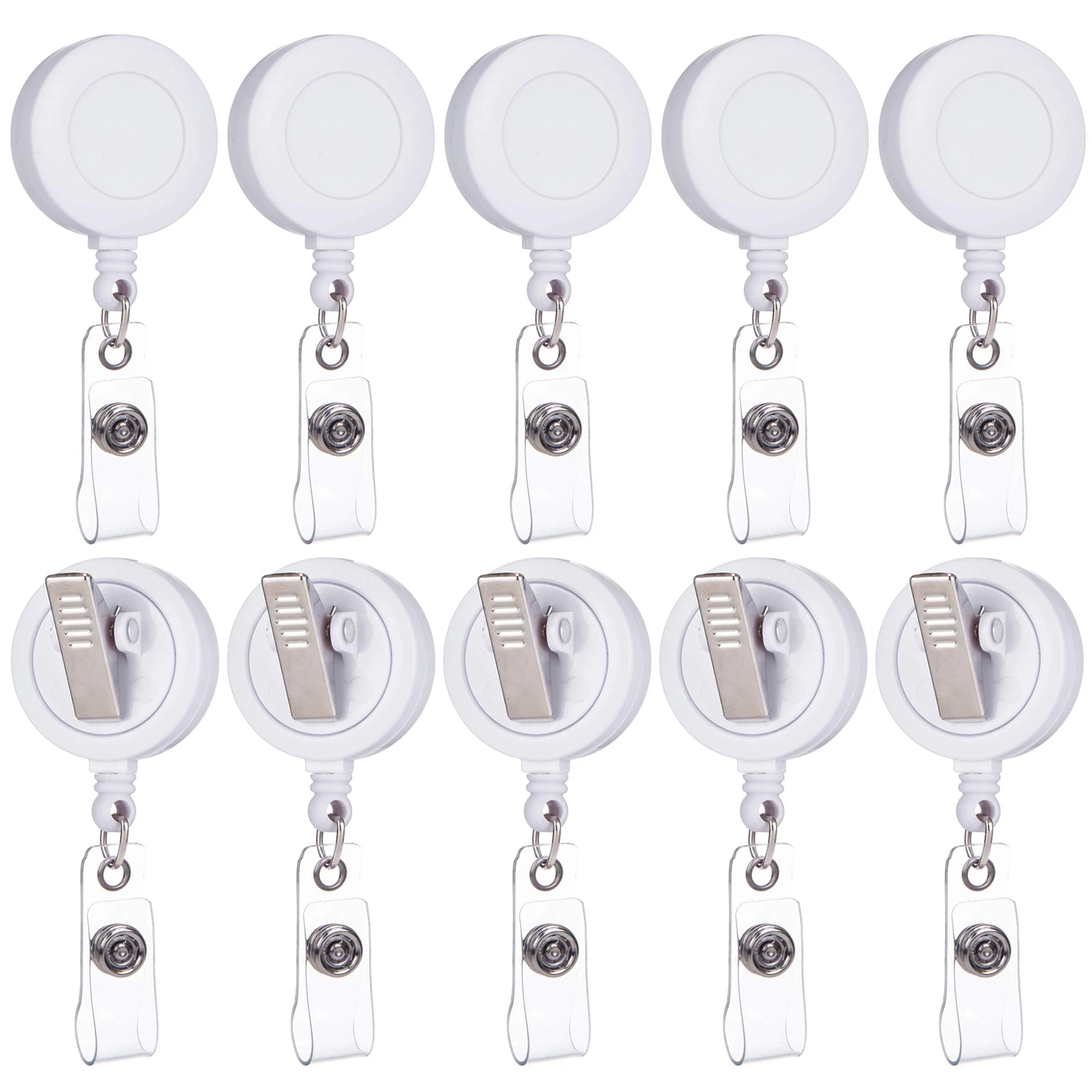 10er-Pack einziehbare Ausweishalterrollen mit drehbarem Krokodilklemme, Schlüsselanhänger, einziehbarer, ausziehbarer Schlüsselanhänger, Schlüsselanhänger – Detail 2