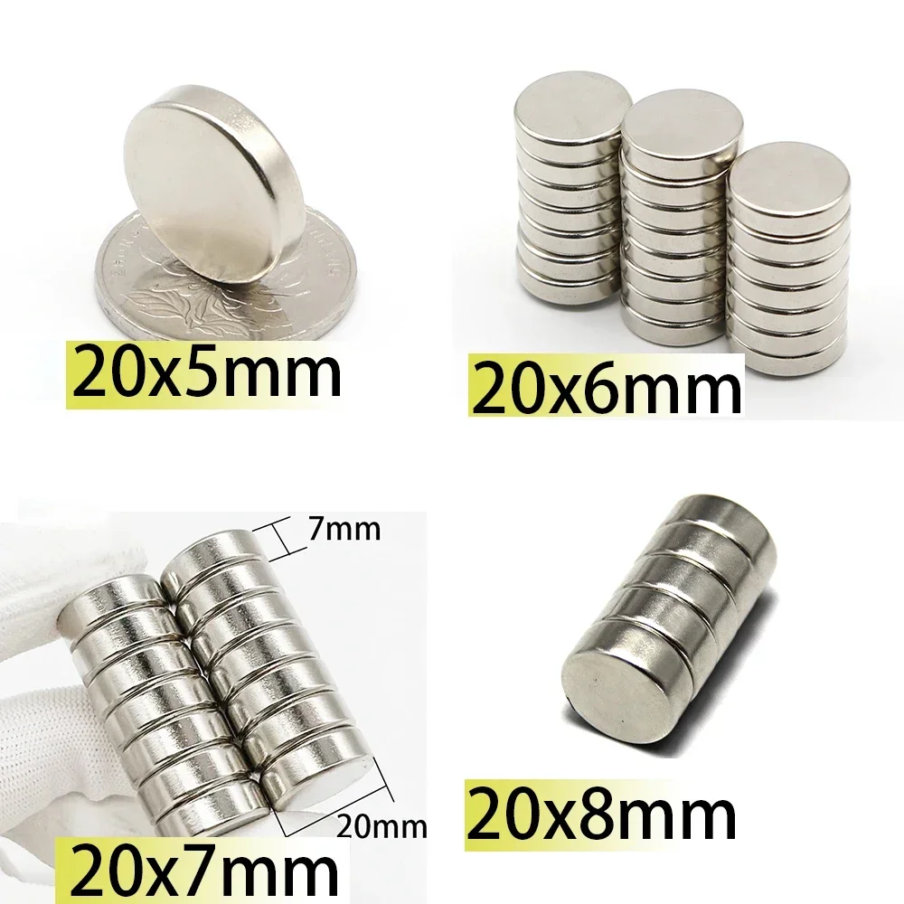 N35 20x5 20x6 20x7 20x8 Magnet Strong Breaker Motor Generation Rare Earth Sensors Neodymium Nickle Search Magnetic Fridge DIY