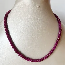 4*6MM Faceted Purple Red Ruby Jade Necklace Natural Stone Jewelry Bijoux Lady Party Gift Wedding Birthday Handwork Clavicle
